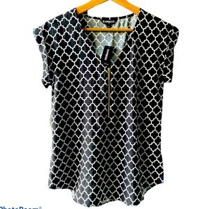 Express Women's V-Neck Silky Zip Front Gramercy